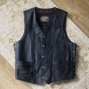 Men's Black Leather Vest